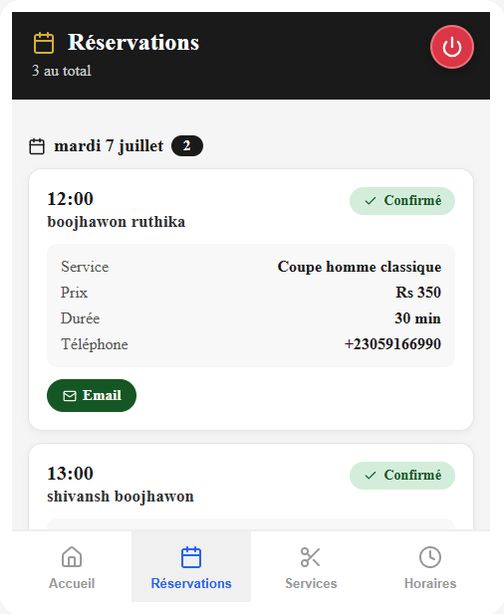 Vos reservations